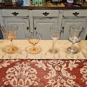 Elegant Glassware Set - Amber and Clear